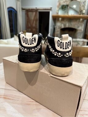 Golden Goose Black and White MIDSTAR Leather Sneaker